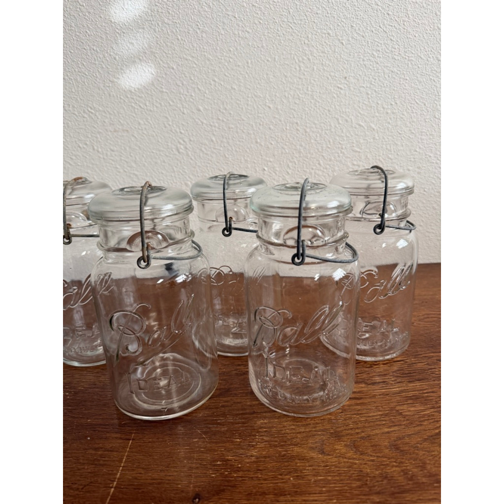 Lot of 6 Vintage Ball Ideal Canning Jars w/ Wire Bail Lids 5 Small Mouth 1 Wide - Picture 5 of 5